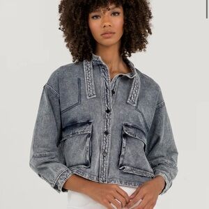 Aleeza Paris Washed Gray Denim Jacket